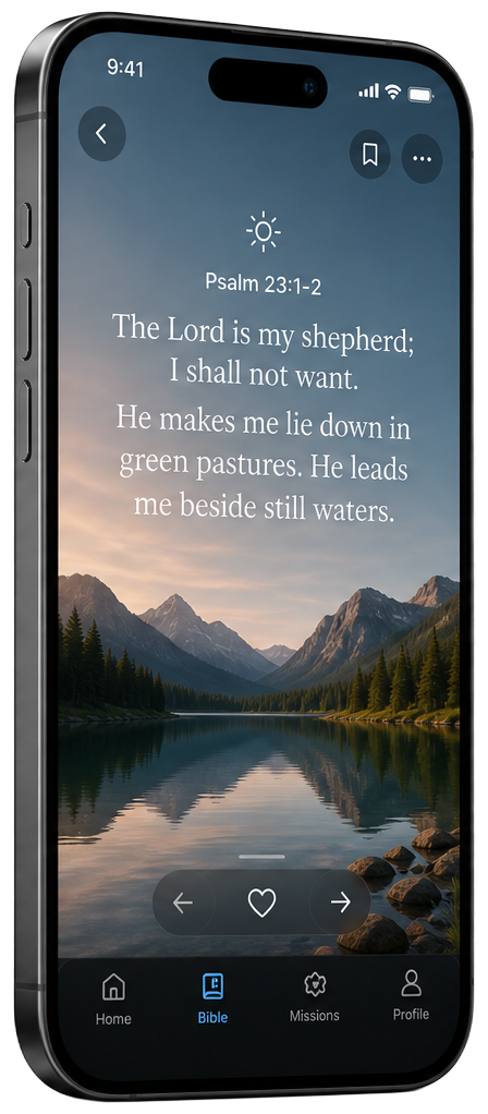 Bible App screens with verse of the day and guided Scripture